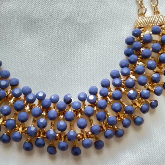 Egyptian Revival Bib Collar Necklace Opaque Bluish/Purple Stone Pin Cushion - Picture 6 of 16